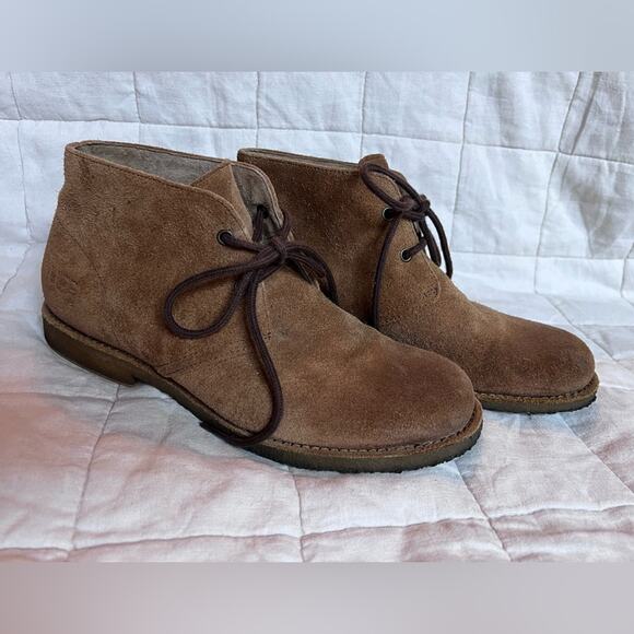 UGG Tan Suede Lace Up Boots - Mens 7 - Picture 1 of 9